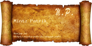 Mintz Patrik névjegykártya